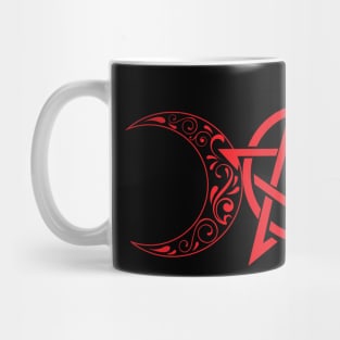 Pentacle and Moon in Red Mug